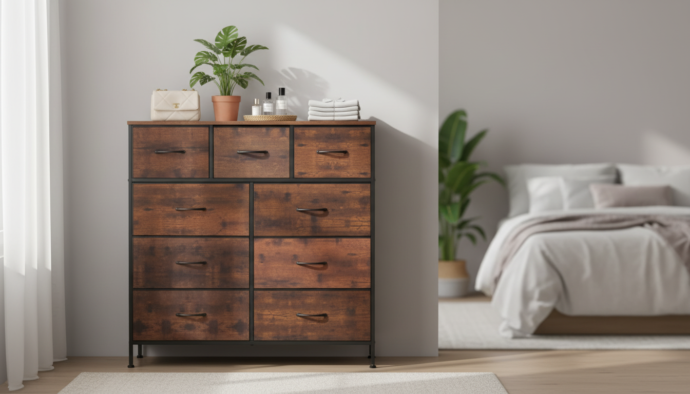 9-Drawer Fabric Dresser: Tall Closet & Bedroom Storage