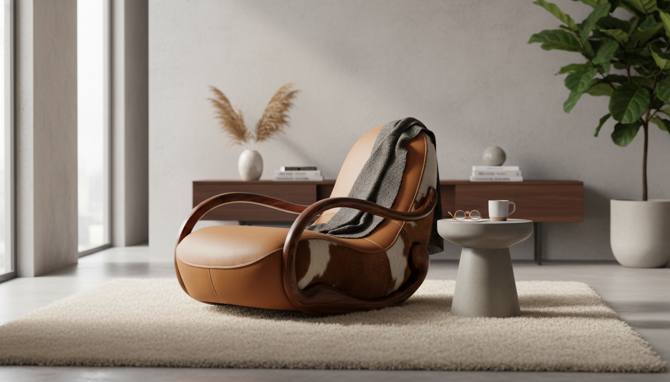 Ebony & Leather Rocking Chair: Modern Calm, Lasting Patina