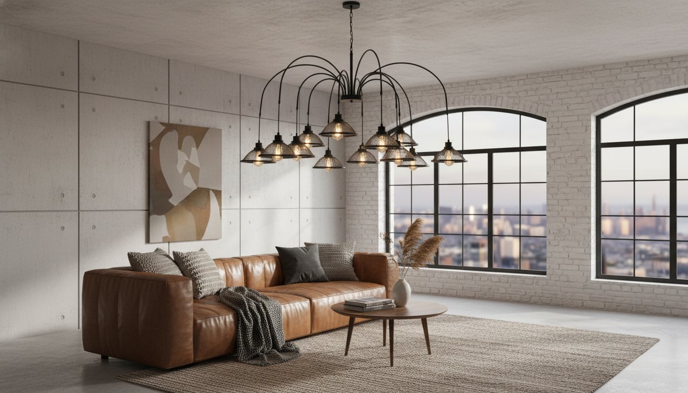 Loft-Ready Iron Chandelier: Minimal Vintage Industrial