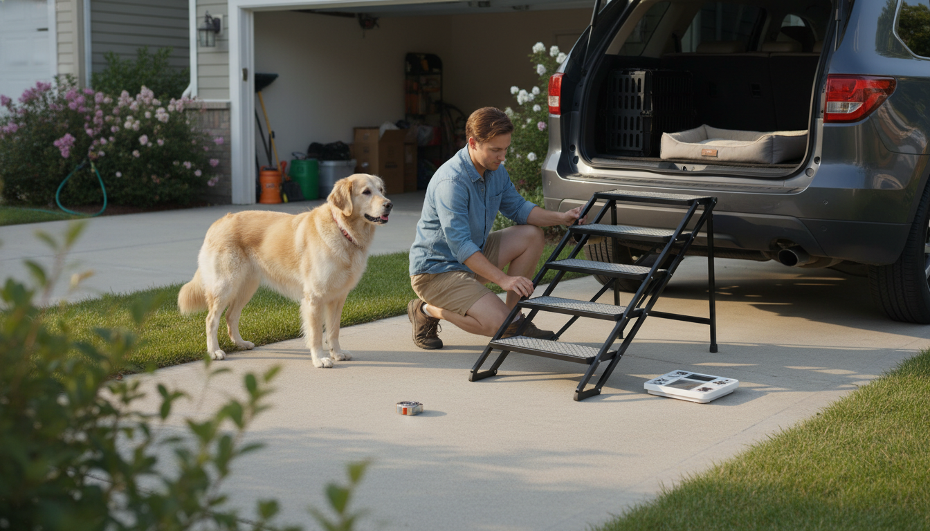 5-Step Folding Dog Car Stairs: Weight & Sizing Guide