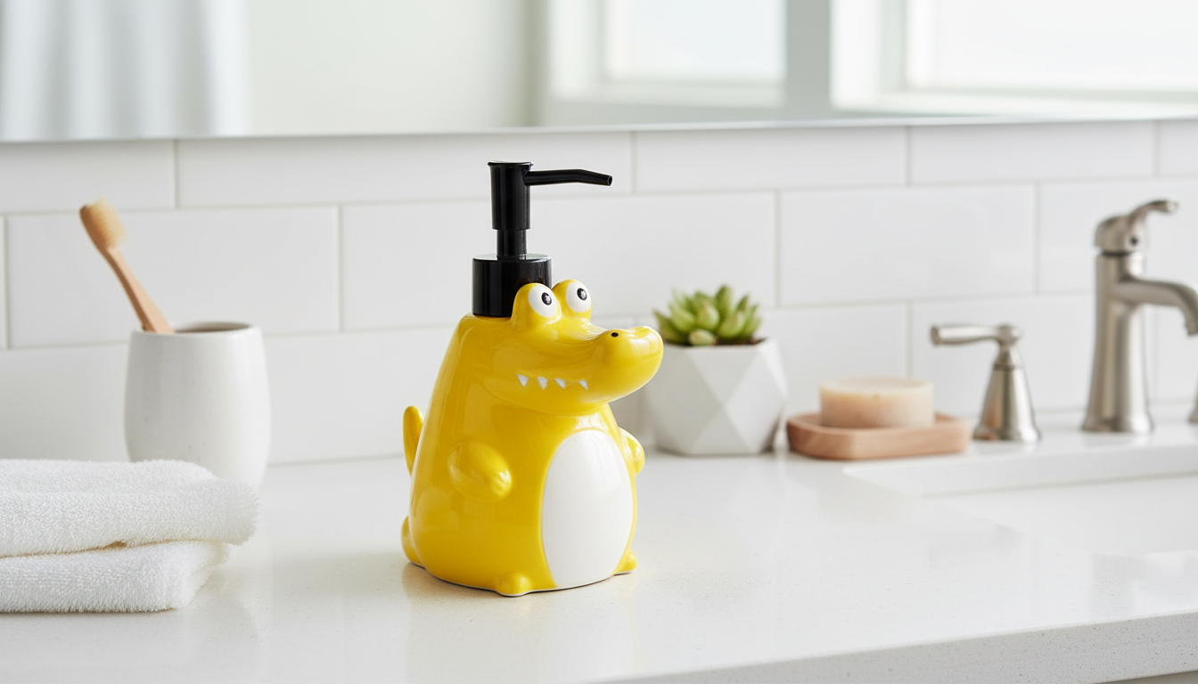 Crocodile Ceramic Soap Dispenser for Playful Bathrooms
