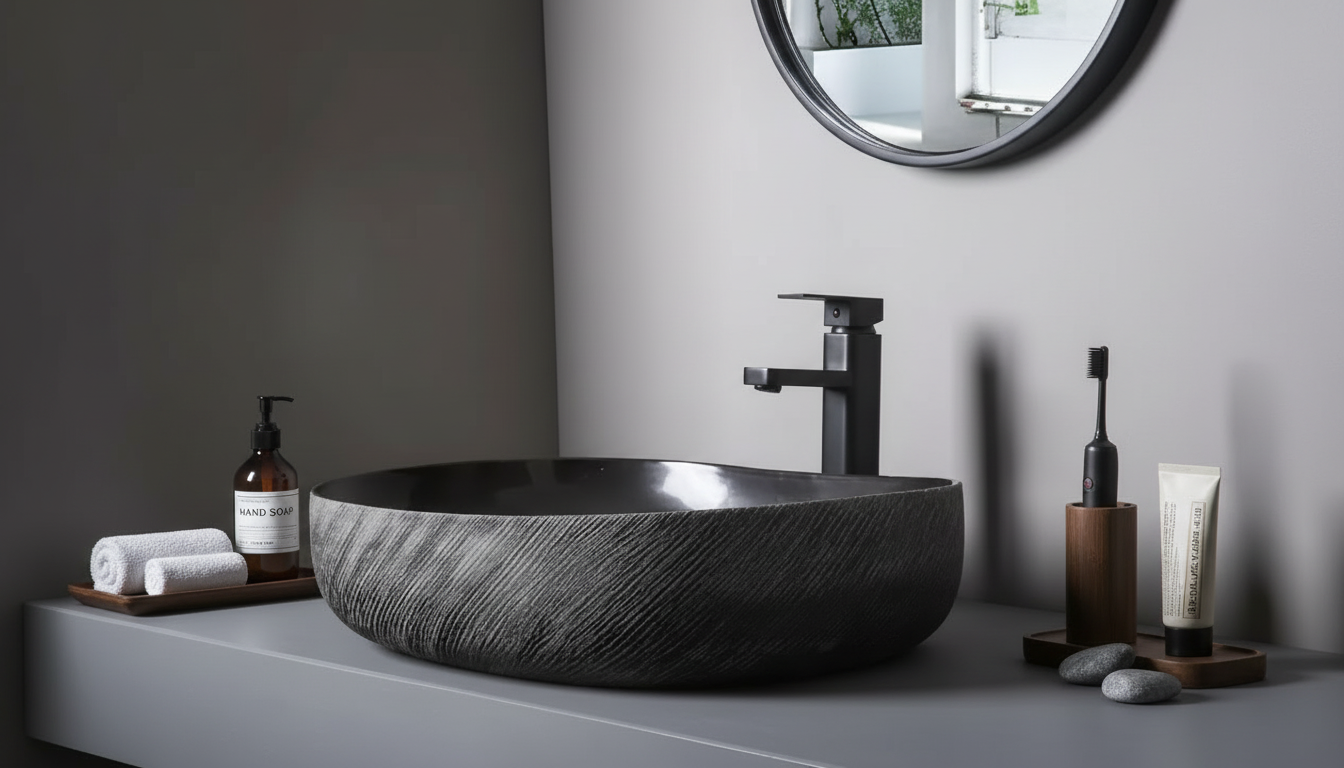 Oval Porcelain Vessel Sink: Elegant Countertop Art Basin